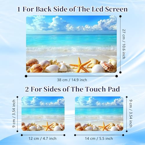 Universal Laptop Protective Skin,Trim-to-Fit Vinyl Sticker for 13–16 Inch Laptop,MacBook,Tablet & Notebook,Scratch-Proof Waterproof Cover,Beach Seashells Starfish - color: Beach Seashells Starfish