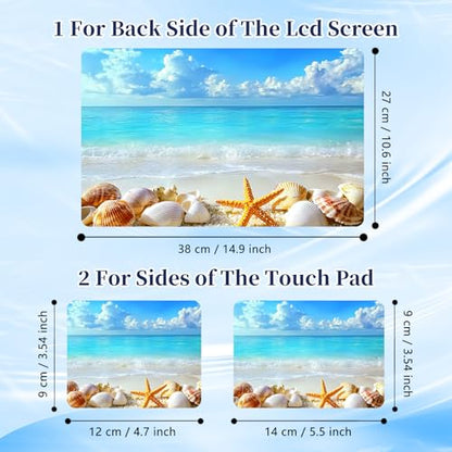 Universal Laptop Protective Skin,Trim-to-Fit Vinyl Sticker for 13–16 Inch Laptop,MacBook,Tablet & Notebook,Scratch-Proof Waterproof Cover,Beach Seashells Starfish - color: Beach Seashells Starfish