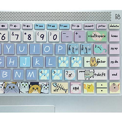 Keyboard Cover for HP 14" Laptop 2020 2019 2018,HP Pavilion x360 14M-BA 14M-CD 14M-DH 14-BA 14-BF 14-cm 14-CF 14-DF 14-DK 14-DS 14-DQ Series 14 Inch Protective Skin,Cute Cat - color: Cute Cat