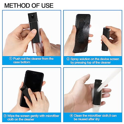 walrfid Screen Cleaner Touchscreen Mist Spray for Phone Laptop TV, Black | Electronics Cleaning Kit for Tablet, PC, Computer, LCD, Car Screens, Compatible with iPhone iPad MacBook Pro - color: Safety Black