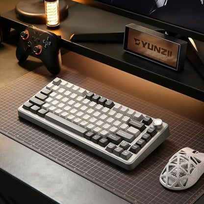 YUNZII B75 PRO Wireless Mechanical Gaming Keyboard | Custom 75% Layout with Knob,Gasket Mount,Hot Swap,Creamy Pre-lubed Switch,BT/USB-C/2.4G(Cocoa Cream V2 Switch,Grey) - color: Grey, size: Cocoa Cream V2 Switch