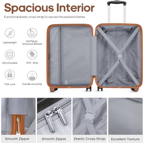 3 Piece Luggage Set, 20 Inch Carry On Luggage 22x14x9 Airline Approved, Hardside Suitcases with Wheels, Suitcase Set with YKK Zipper&TSA Lock, Travel Set - color: Black, size: 3 piece set (20inch)