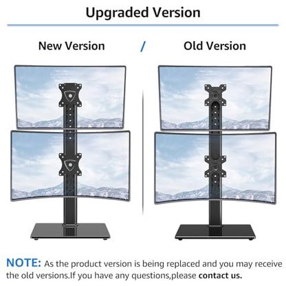 MOUNTUP Vertical Dual Monitor Stand, Stack Two Screens up to 32 inches,33 Lbs, Free-Standing Monitor Desk Mount, Monitor Riser with Swivel, Tilt, Height Adjustable, VESA Stand 100 x 100mm, 75 x 75mm - size: Dual