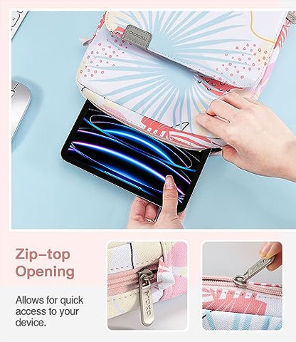 MoKo 9-11 Inch Tablet Sleeve Bag Handle Carrying Case with Shoulder Strap | Fits iPad Pro/Air/A16 11-inch, iPad 10th 10.9, iPad 9/8/7th 10.2, iPadAir 5/4th 10.9 and Tab S8/S9 11-inch, Tropical Leaf - color: Tropical Leaf, size: 9-11 inch
