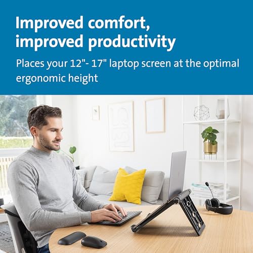 Kensington Easy Riser Portable Ergonomic Laptop Cooling Stand (12"-17") for Laptops, Chromebooks Macbooks and Wacom devices – Grey (K60112AM), Gray