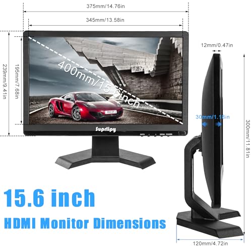 15.6 inch FHD Small IPS Monitor LCD Display Screen 1920x1080 60Hz 16:9 with BNC VGA AV Input Built-in Lounspeakers for CCTV Security Camera DVR PC RasPi - color: 15.6 Inch 1920x1080