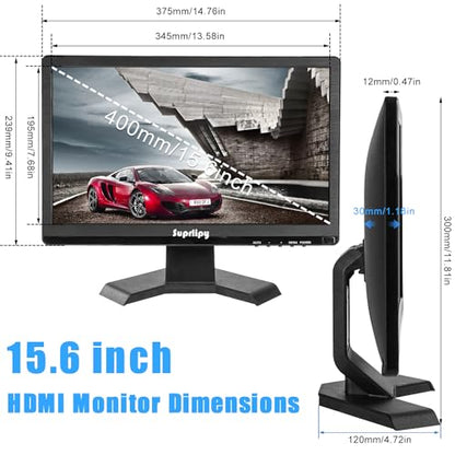 15.6 inch FHD Small IPS Monitor LCD Display Screen 1920x1080 60Hz 16:9 with BNC VGA AV Input Built-in Lounspeakers for CCTV Security Camera DVR PC RasPi - color: 15.6 Inch 1920x1080