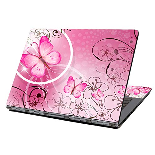 Laptop Skin Sticker Decal,12" 13" 13.3" 14" 15" 15.4" 15.6" Laptop Skin Sticker Protector Cover for Toshiba Hp Samsung Dell Apple Acer Leonovo Sony Asus Laptop Notebook (Pink Butterflies & Flowers) - color: Pink Butterflies & Flowers