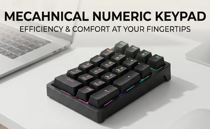 Zunate Mechanical Numeric Keypad, Wireless Bluetooth RGB Backlit, 21 Keys 3 Mode 2.4G USB Type C, Wired Numeric Number Pad for Cashier Accounting Data Entry Laptop Desktop