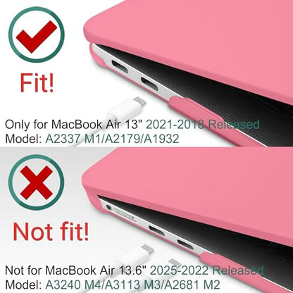DONGKE for MacBook Air 13 inch Case 2021 2020 2019 2018 Release A2337 M1 A2179 A1932, Plastic Hard Shell Case & Keyboard Cover Compatible with MacBook Air 13 inch Retina Fits Touch ID, Hibiscus - color: Hibiscus