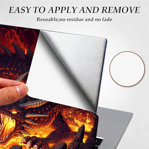 DEGDFSGR 12.1-15.6 Inch Universal Reusable Laptop Skin Sticker Decal, Waterproof Removable Protector for Notebook Cover, Scratch-Resistant Vinyl Cuttable Full Wrap Sticker, Fire Dragon Lava Cave - color: Fire Dragon Lava Cave