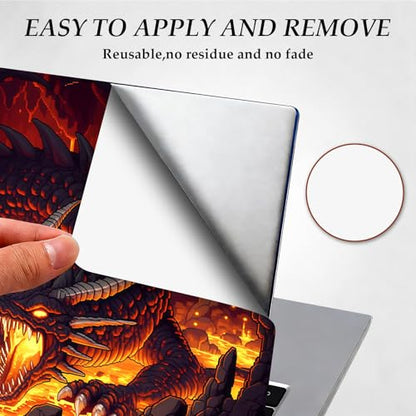 DEGDFSGR 12.1-15.6 Inch Universal Reusable Laptop Skin Sticker Decal, Waterproof Removable Protector for Notebook Cover, Scratch-Resistant Vinyl Cuttable Full Wrap Sticker, Fire Dragon Lava Cave - color: Fire Dragon Lava Cave