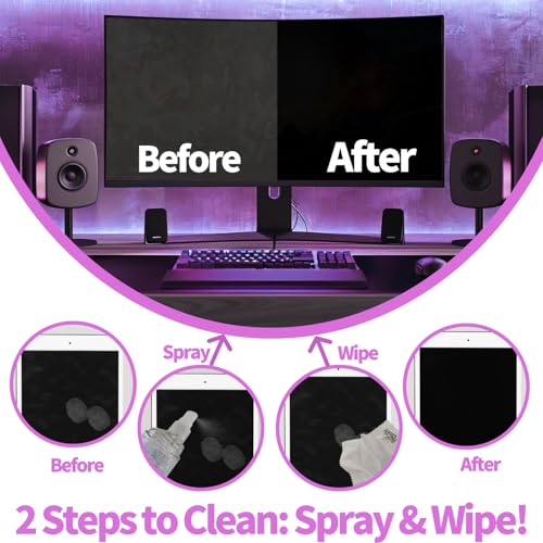 2 Pack Electronic Screen Cleaner Spray, Hatstart Cell Phone Touch Screens Cleaning for TV Laptop Computer Tablet PC LCD Flat Screens and Car Display, Compatible with iPhone iPad MacBook Pro, Pink - color: Pink