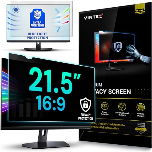 21.5 Inch 16:9 Privacy Screen for Computer Monitor and Laptop - Anti Glare Protector Film Blue Light Filter Eye Protection - Computer Screen Privacy Shield, [1 Pack] - size: [1 Pack] 21.5" DIAGONAL (16:9)
