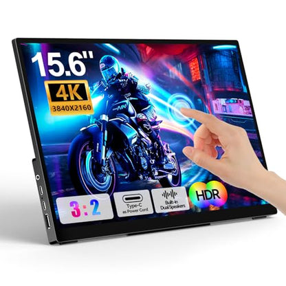 4K Portable Touch Monitor, 15.6" inch 3840 * 2160 UHD w/USB-C HDMI Laptop Monitor, 2000:1 100% RGB IPS ，Aluminum Alloy Shell,10-Point Touch，Dual Speaker, HDR, for Home, Work - size: 15.6inch, style: 15.6”-4K Touch Screen