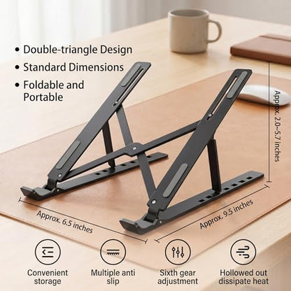 Ergonomic Laptop Stand, Plastic Laptop Riser, Portable and Adjustable Notebook Computer Holder Compatible,Black - color: Black