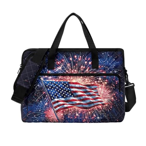 Laptop Sleeve, Laptop Cover with Adjustable Strap Computer Bag Tablet Notebook Sleeves Handbag Messenger Briefcase - color: American Flag Print