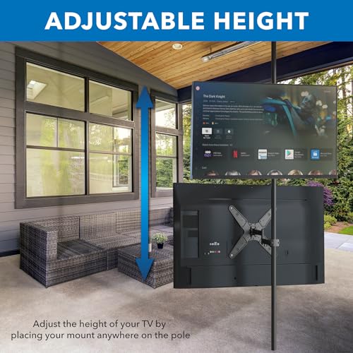 Mount-It! TV Pole Mount, Full Motion Universal TV Bracket, VESA 75x75 to 400x400, Fits TVs and Monitors 32" - 55", Clamp Fits Poles from 1.1" to 1.96", Extendable Arm, for POS, Trade Shows, Gazebo - size: 32" - 55"