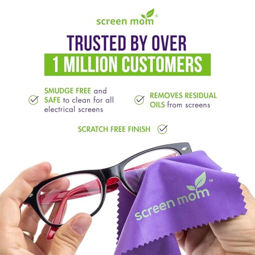Screen Cleaner 6-Pack Microfiber Cloths for TV, Car, Laptop & Computer | Scratch-Free Care, TVs, Monitors, Lenses, Washable Fabric, Streak-Free Results, Multipurpose Use, Cleaning Kit