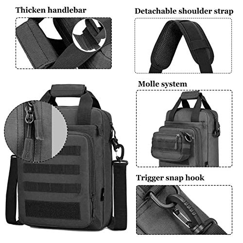 CamGo 12" Laptop Messenger Bag for Men Vertical Tactical Crossbody Shoulder Bag Small Computer Briefcase Molle Handbags - color: Black