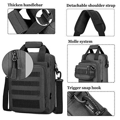 CamGo 12" Laptop Messenger Bag for Men Vertical Tactical Crossbody Shoulder Bag Small Computer Briefcase Molle Handbags - color: Black