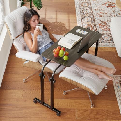 Furist Overbed Table with Wheels Laptop Desk Cart Table Over The Bed Table Adjustable Height and Length for Hospital and Home use