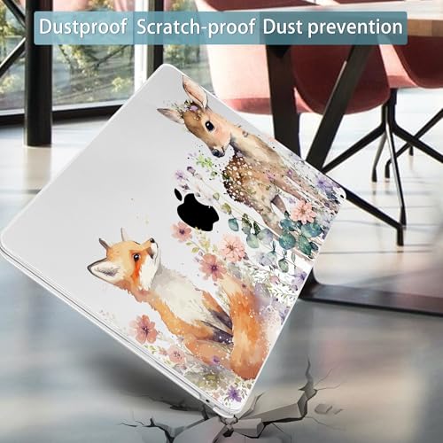 Mektron for 2026/2025/2024/2023 MacBook Air 15 INCH M5 A3448 /M4 A3241 /M3 A3114 /M2 A2941 Case, Printed Plastic Hard Shell Cover with 15.3" Liquid Retina Display Touch ID, Fox and Deer - color: Fox and Deer
