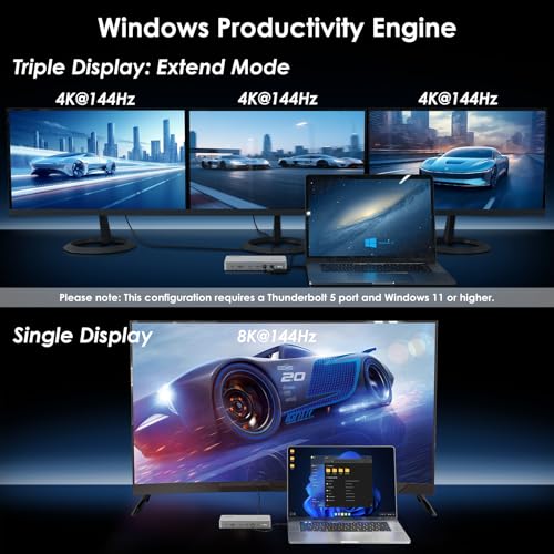WAVLINK Intel EVO Certified TBT5 Dock, 120Gbps, 140W PD, 8K, USB-A, Cooling | Thunderbolt 5 Docking Station hub TB5 Dock 8K Display 140W Max Charging 4X USB-A 3.2 TBT 5/4 Laptops laptop cooling system
