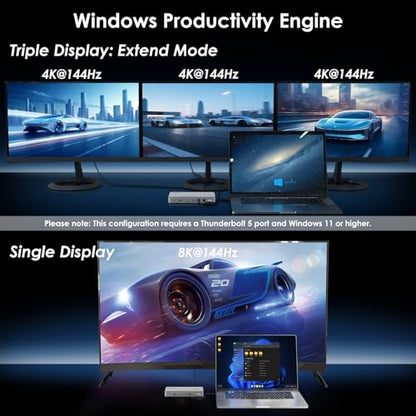 WAVLINK Intel EVO Certified TBT5 Dock, 120Gbps, 140W PD, 8K, USB-A, Cooling | Thunderbolt 5 Docking Station hub TB5 Dock 8K Display 140W Max Charging 4X USB-A 3.2 TBT 5/4 Laptops laptop cooling system