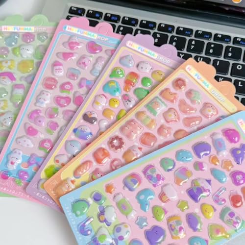 3D Puffy Stickers 10 Sheets 500+Kawaii Stickers for Phone Case & Handbooks ﻿ - style: 10PCS Stickers