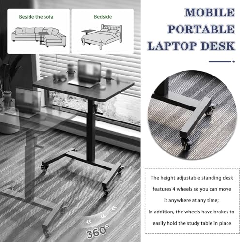 Height Adjustable Standing Desk, Laptop Table with Wheels Rocker, Portable Mobile Study Desk, Steel Frame Stable Side Table,Easy to Install(B) - color: B