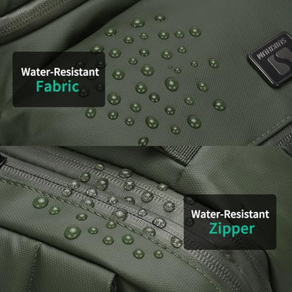 Expandable Business Backpack with 17" Laptop Compartment - Waterproof, Airline Approved, 33L-42L Capacity, for Work & Travel, Green - color: Green