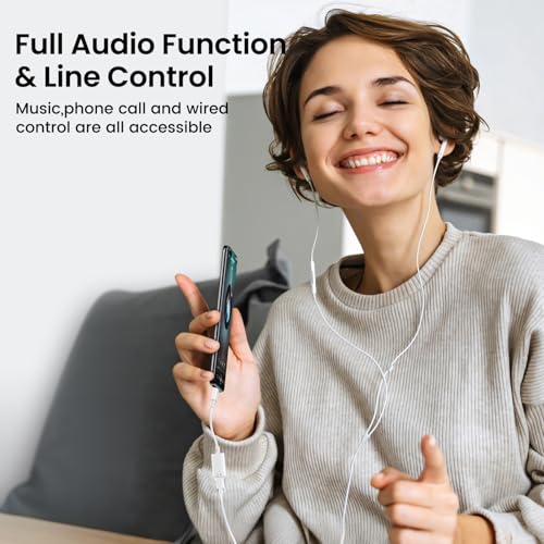 USB C to Lightning Headphone Audio Adapter, USB C Male to Lightning Female Earbuds Audio Adapter Compatible with iPhone 17/Air/16/16e/15 Plus/Pro/Max/15, iPad Pro, iPad Air 6/5/4, MacBook (No Charge) - color: White