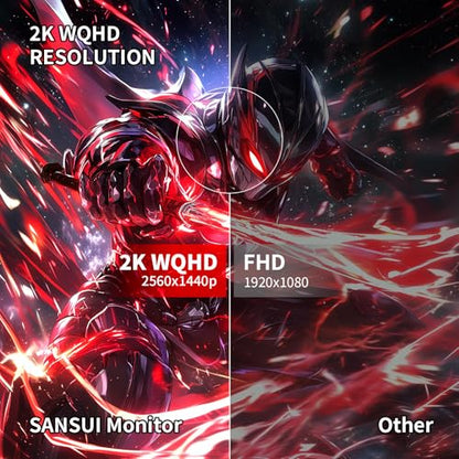SANSUI 27 Inch WQHD 2560X1440 Curved Gaming Monitor, 180Hz MPRT 1ms Computer Monitor,HDMI2.0 * 2, DP1.2 * 2, Freesync, Curved 1500R, 5000:1 Contrast Ratio, 120% sRGB,HDR(ES-G27C1Q DP Cable Included) - size: 27