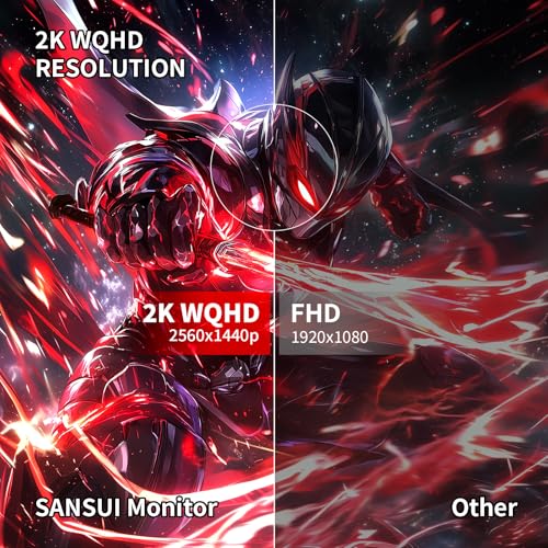 SANSUI 27 Inch WQHD 2560X1440 Curved Gaming Monitor, 180Hz MPRT 1ms Computer Monitor,HDMI2.0 * 2, DP1.2 * 2, Freesync, Curved 1500R, 5000:1 Contrast Ratio, 120% sRGB,HDR(ES-G27C1Q DP Cable Included) - size: 27