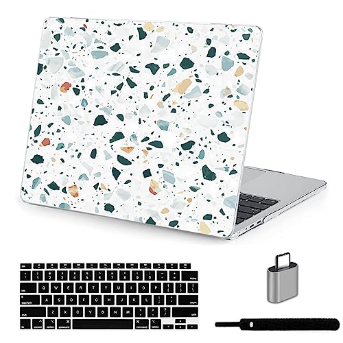 LanBaiLan Compatible with MacBook Air 13 inch Case M5 2026 M4 2025 M3 M2 2024-2022 A3449 A3240 A3113 A2681, 13.6 Plastic Hard Shell Case & Keyboard Cover, Terrazzo Marble - color: Terrazzo Marble