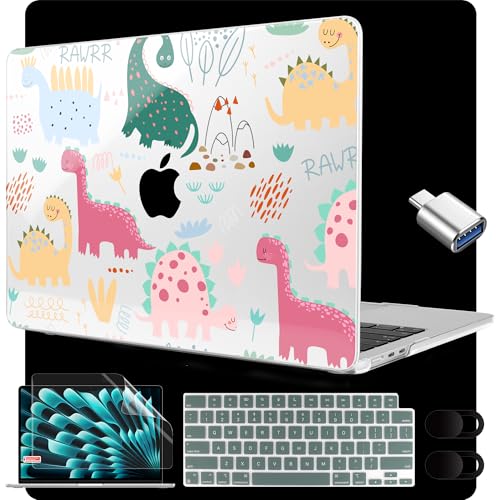 MEEgoodo for M5/M4/M3/M2 MacBook Air 15 inch Case 2026 2025 2024 2023, Case Fit Model (A3448/A3241/A3114/A2941) for MacBook Air 15.3 inch, Cute Dinosaurs - color: Cute Dinosaurs
