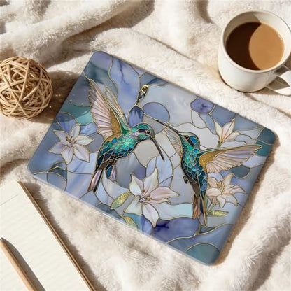for MacBook Pro 13 Inch Release 2013-2015 Model A1425 A1502 Clear Computer Case,Novelty Premium Pattern Hardshell Laptop Case Gilded Wings Stained Glass Hummingbirds Lilies - color: Gilded Wings Stained Glass Hummingbirds Lilies, size: A1425/A1502(13 inch