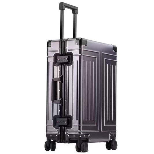 Aluminum Magnesium 24inch Luggage，Cut from Whole Aluminum Sheet，（3rd Generation，Metal zipperless suitcase ） (grey, 24inch) - color: grey, size: 24 inch