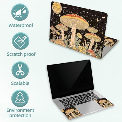 Universal Laptop Skin Decal, 3-Piece Vinyl Protector for 12 13 14 15.6" Notebook, Waterproof Anti-Scratch, Easy Trim & Bubble-Free Finish, Mushrooms Psychedelic - color: Mushrooms Psychedelic