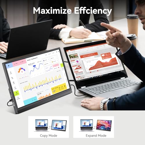 14 Inch Touchscreen Portable Monitor, FHD 1080P IPS HDR Ultra Slim Travel Screen, USB-C Powered with Built-in Speakers for Laptop, PC, Mac, PS4, PS5, Xbox Gaming Consoles