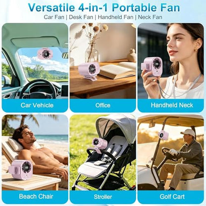 Car Clip On Fan,Portable Cooling Fan for Car with LED Display,360° Rotating Mini Fan,199 Speed Settings,USB Rechargeable 1500mAh Backseat Fan for Cars Without AC, Stroller,Office, Camping - color: Purple