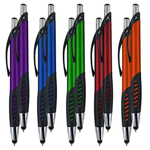 Stylus Pen, 2 in 1 Capacitive Stylus & Ballpoint Click Pen with Comfort Grip for Universal Touchscreen Devices,Tablets, iPad, iPhone 6,6 Plus, iPod, Android, Samsung Galaxy(Metallic 10 Pack) - color: Metallic, size: 10 Pack