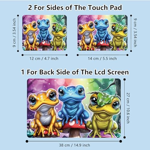 Universal Laptop Skin Sticker with 2 Wrist Pad Skins, Waterproof Scratch Resistant Vinyl Laptop Cover Decal, Cut to Fit for 11–15.6 Inch MacBook HP Dell Lenovo, Color Frogs - color: Color Frogs