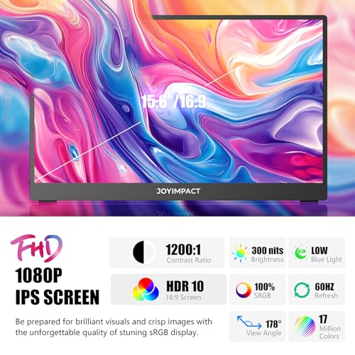 Laptop Screen Extender, 15.6" IPS FHD 1080P Laptop Monitor Extender USBC HDMI Dual Speakers Portable Monitor for PC/Mac/Phone/PS5/PS4/Xbox/Switch, HDR Gaming Monitor with Cover Stand