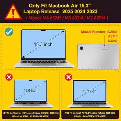Tuiklol for 2026 2025 2024 2023 MacBook Air 15 inch Case Model M5 A3448 M4 A3241 M3 A3114 M2 A2941 Hard Shell Case for MacBook 15.3'' Cover, Flowers White - color: Flowers White
