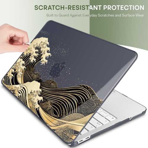 May Chen Compatible with MacBook Neo 13 inch Case 2026 Model A3404, Plastic Hard Shell,Keyboard Cover,Screen Protector,Dust Plug, for MacBook Neo 13" with A18 Pro Chip, Black Sea Wave - color: Black Sea Wave