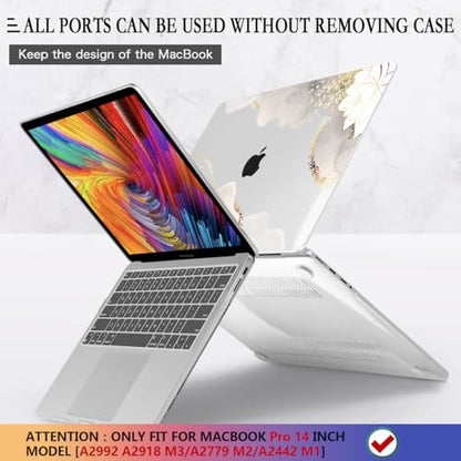 CISSOOK Compatible with MacBook Pro 14 inch Case 2026-2021 M5 M4 M3 M2 M1 | A3434 A3427 A3426 A3112 A3185 A3401 A2918 A2992 A2779 A2442, 5in1 Kit Hard Shell Case, Scratch Resistant, Lotus - color: 14inch-Charming Lotus