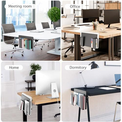 Adjustable Side Laptop Mount, No Drill Desk Storage Organizer, Metal Hanging Notebooks Holder, Punch-Free Clamp for MacBook Pro, Documents With Anti-Scratch Silicone
