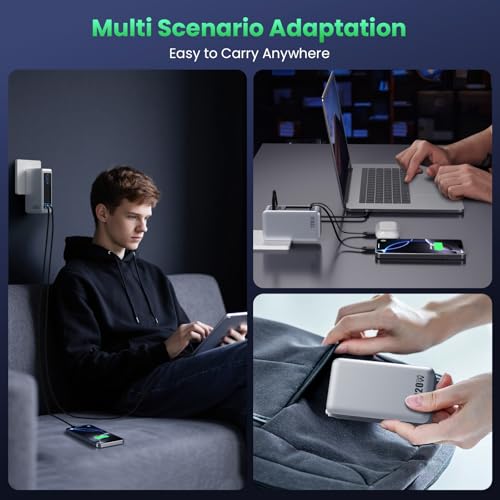 120W USB C Charger Block with 2 Built-in Retractable Cables,4-in-1 GaN IV Foldable Plug Wall Charger Fast Charging Station,PD 65W Laptop Adapter for MacBook/iPad,iPhone 17/16/15/14,Galaxy,Android etc - color: A-Silver